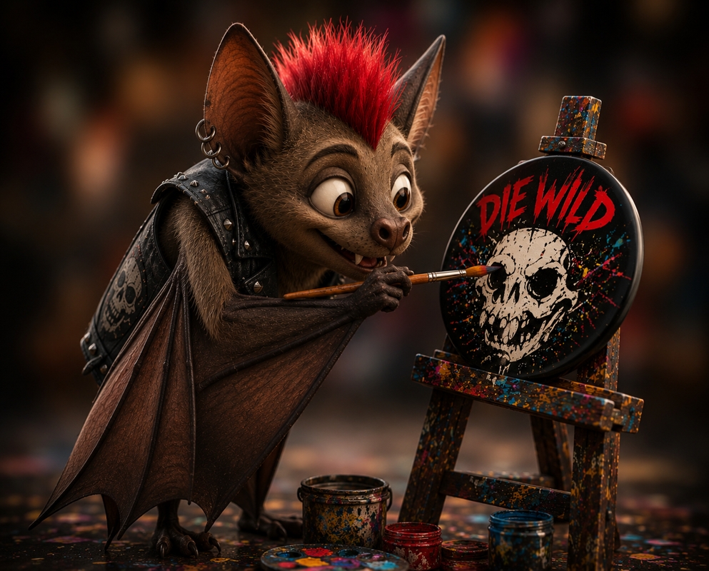 Ozzy paints a button